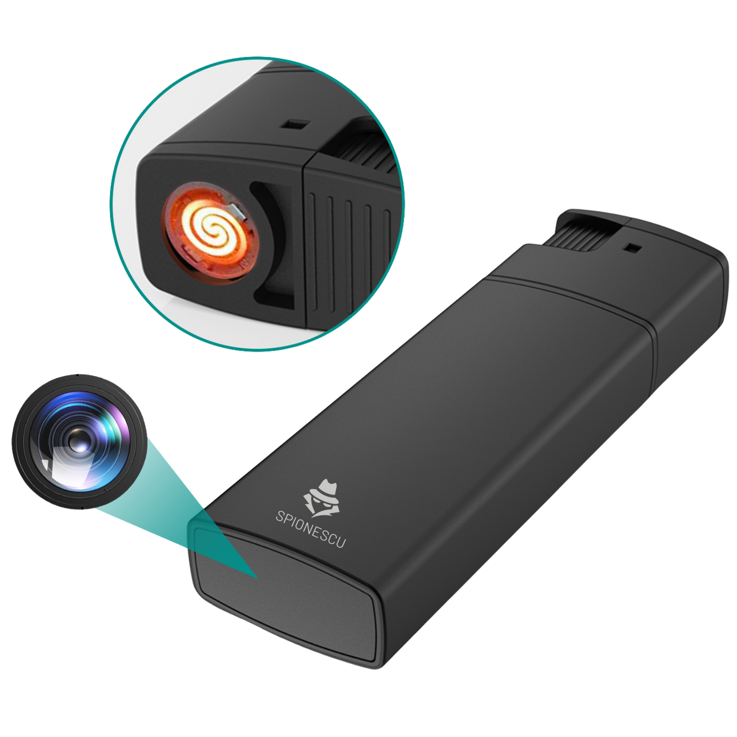 Öngyújtó rejtett kamerával, valódi elektromos gyújtás funkcióval, Full HD 1080p videofelvétellel, mozgásérzékeléssel, hurokfelvétellel