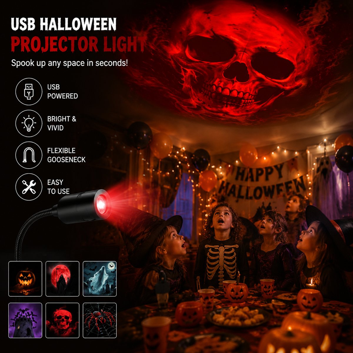 Plug-&-Play HD Csillagprojektor: Halloween 6 lemezes készlet