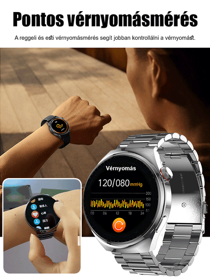 Vércukorszint mérésére szolgáló óra acélszíjjal