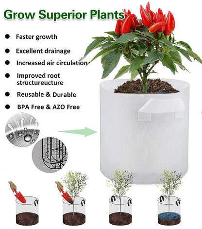 【10db】🌱 3/4/5/7/10 gallon zöldség-/virág-/növénytermesztő táskák, erős, nem szőtt termesztőtáskák