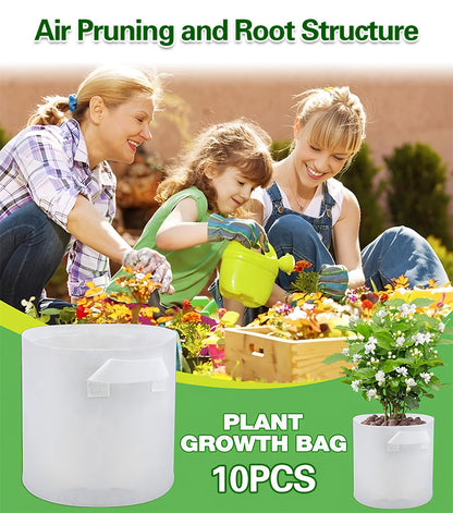 【10db】🌱 3/4/5/7/10 gallon zöldség-/virág-/növénytermesztő táskák, erős, nem szőtt termesztőtáskák