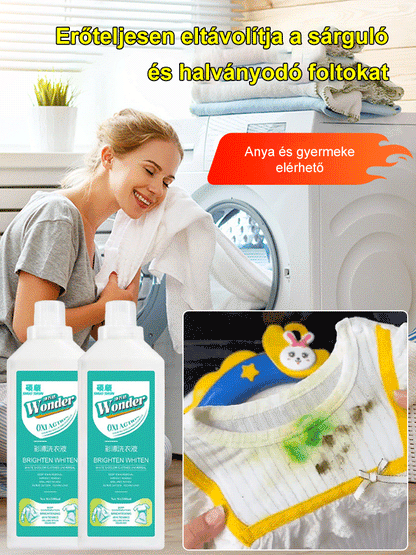 Sárga folteltávolító, élénkítő, oxigénnel aktiválható, fehérítő és tisztító folyadék