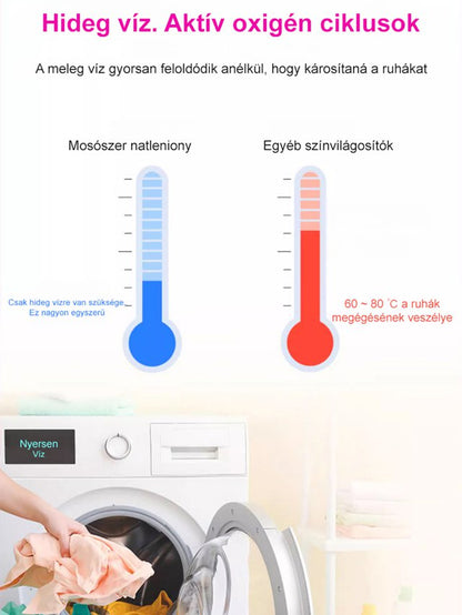 Sárga folteltávolító, élénkítő, oxigénnel aktiválható, fehérítő és tisztító folyadék