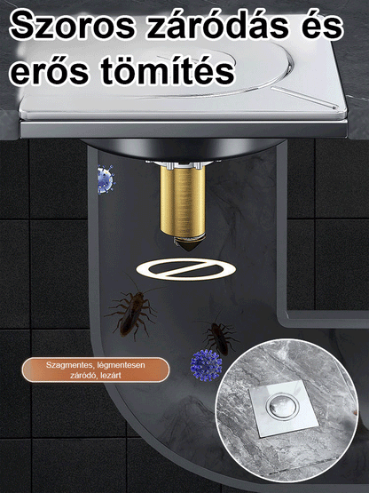 Lábas nyomású padlóösszefolyó a fürdőszobában