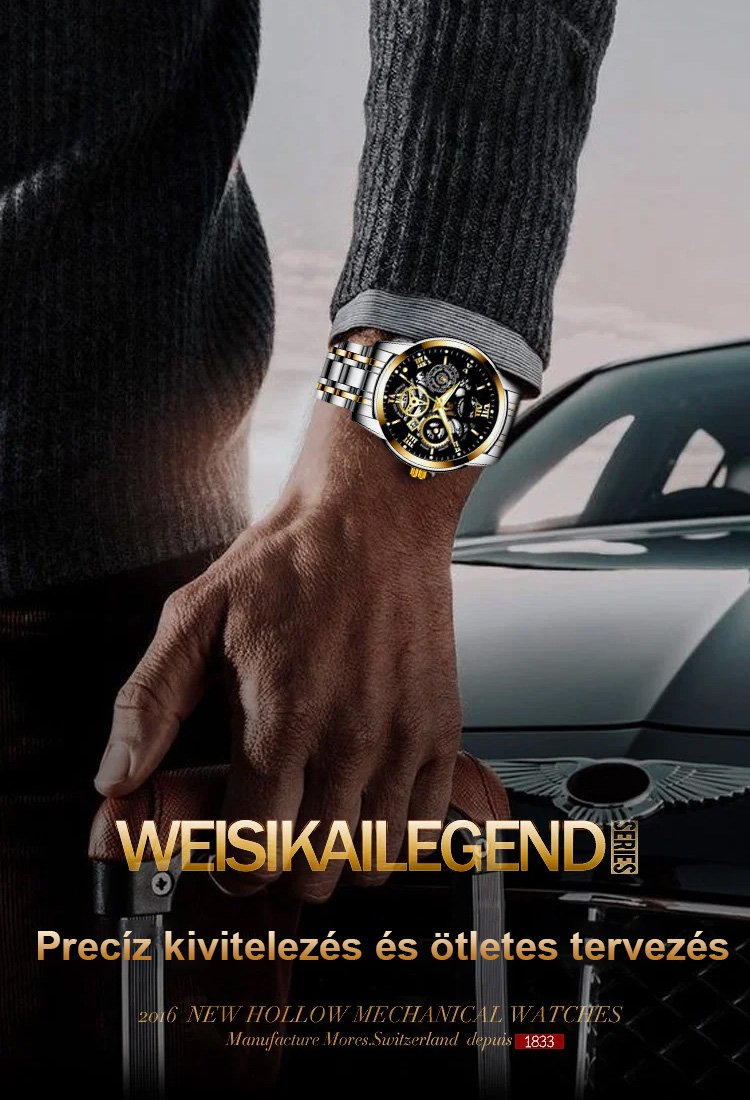 Férfi mechanikus óra automata óraművel