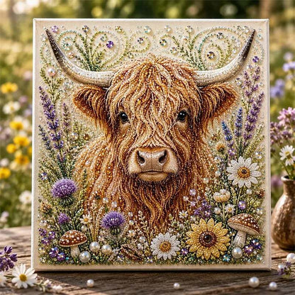 🐮💛 Felföldi tehén gyöngyös kézműves készlet – kreatív hobbi és gyönyörű lakásdekoráció