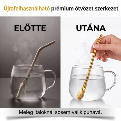 🥄 2-in-1 teaszűrő kanál szívószállal – Kompakt, könnyen használható 🔥