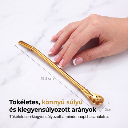 🥄 2-in-1 teaszűrő kanál szívószállal – Kompakt, könnyen használható 🔥