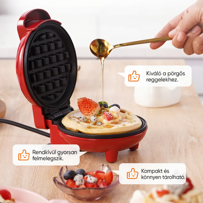 🧇 Mini elektromos gofrisütő – Könnyű reggeli készítéshez, kompakt – Utánvét ✨