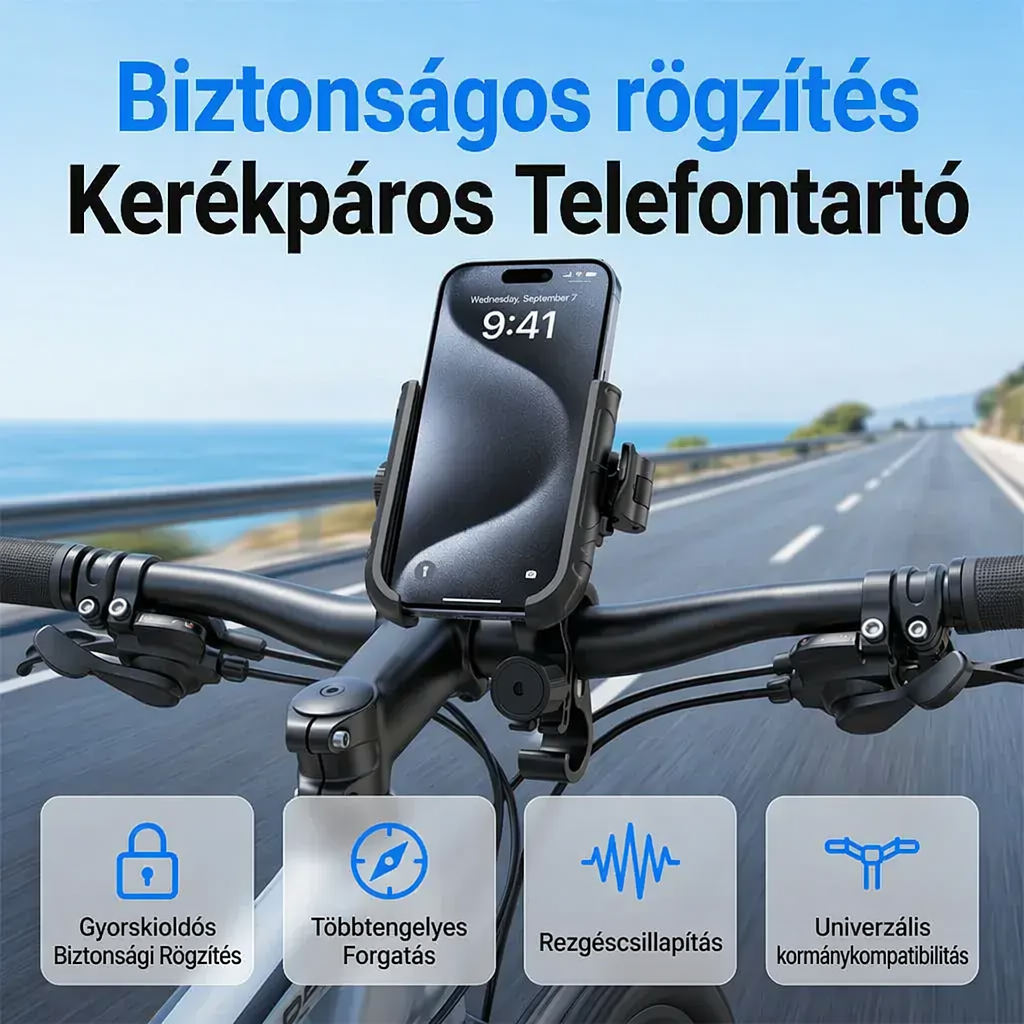 🚲✨ Gyorsan rögzíthető kerékpáros telefontartó 🛡️