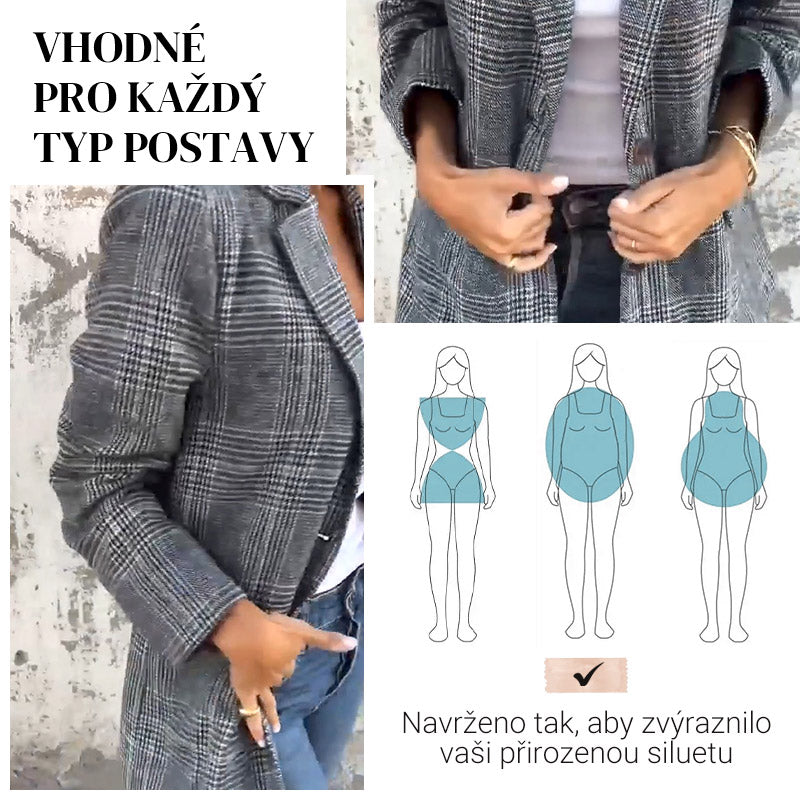 🔥Őszi kisméretű női kosztüm hajtókával és kockás gombokkal