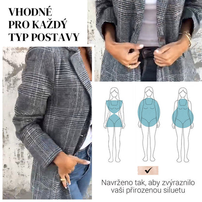 🔥Őszi kisméretű női kosztüm hajtókával és kockás gombokkal
