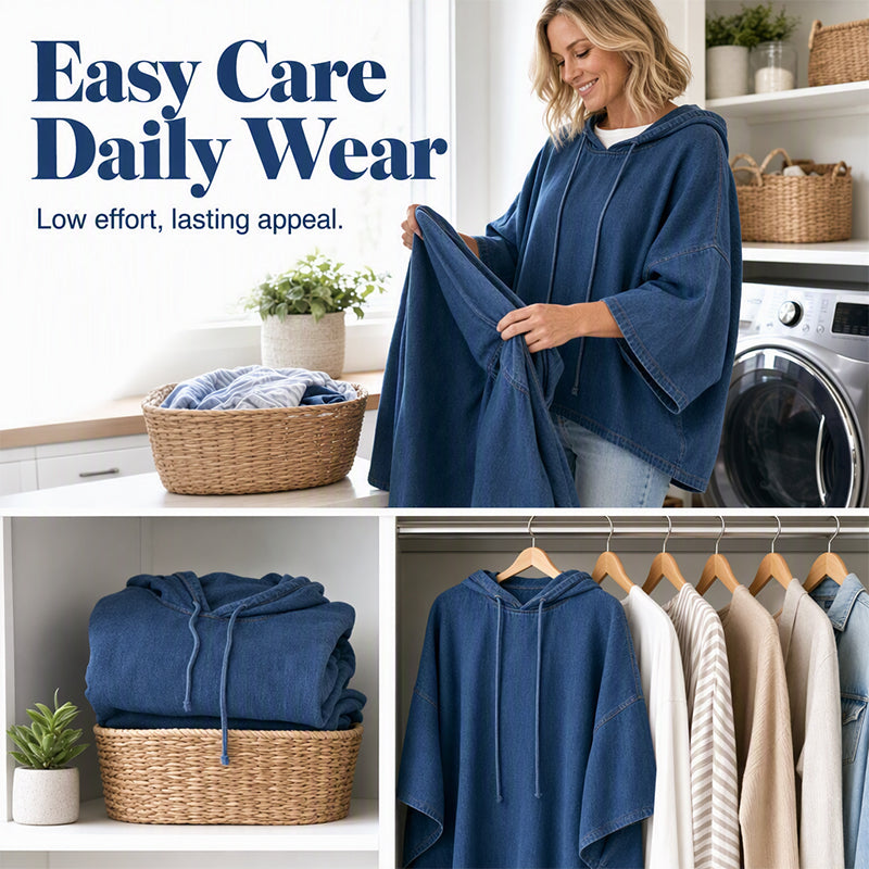 ✨ Mindennapi kényelmes stílus | Női laza farmer kapucnis pulóver