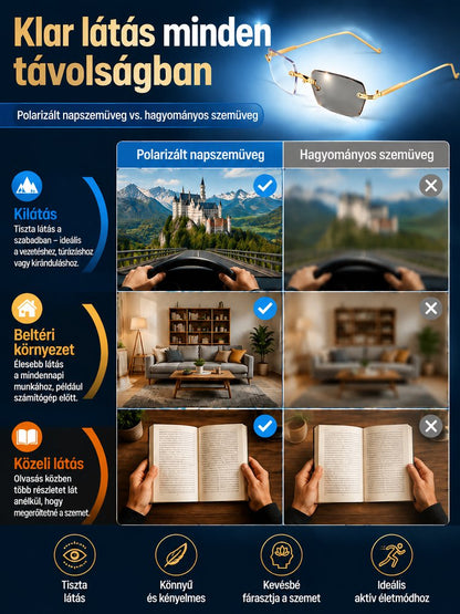 Fokozatosan tisztuló, fényre sötétedő olvasószemüveg