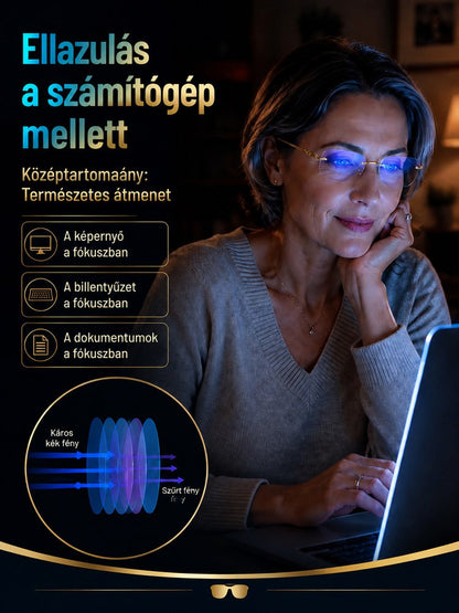 Fokozatosan tisztuló, fényre sötétedő olvasószemüveg