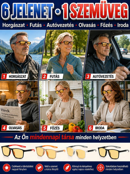 【Nappal és éjjel is használható】Szuperkönnyű sportos éjszakai olvasószemüveg