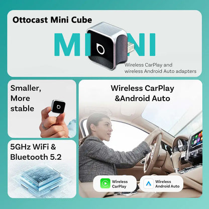 Ottocast Mini 3.0 Ultra Cube vezeték nélküli CarPlay Android Auto adapter