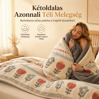 🛏️ Double-Sided Sherpa Fleece Comforter – Vastag, meleg téli paplan, puha bársonyos tapintással ❄️