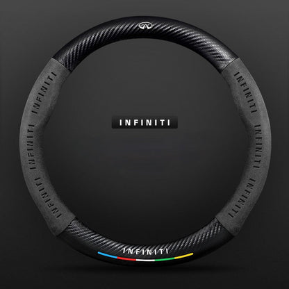 TrackVibe | Fekete karbon velúr kormánykerék borítás – Csúszásgátló és kopásálló