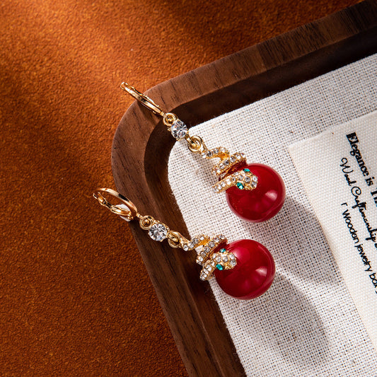 🐍Különleges újévi ajánlat🎀 Aranyozott gyöngyház kígyó fülbevaló