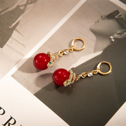 🐍Különleges újévi ajánlat🎀 Aranyozott gyöngyház kígyó fülbevaló