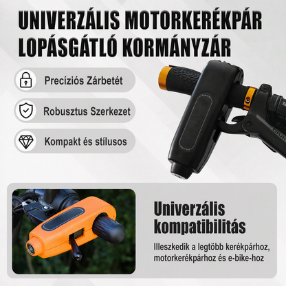 🚲 Egy zár, három zár hatása! Ötvözetből készült gázkar-zár és riasztó egyben