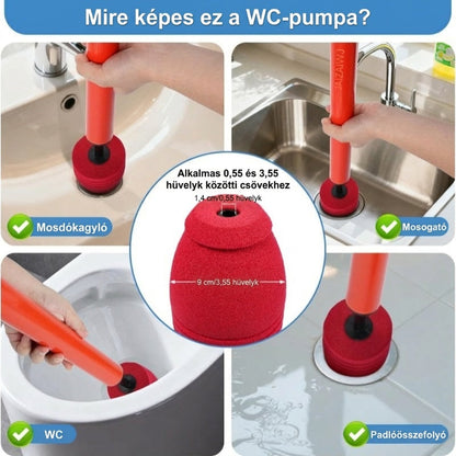 Nagynyomású dugattyú WC-khez és lefolyókhoz