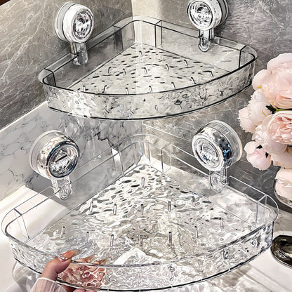 Fúrásmentes, átlátszó fali tároló: Fúrásmentes, kivehető, multifunkcionális háromszög és téglalap alakú tároló