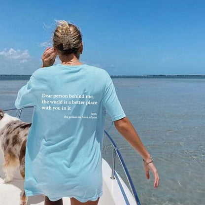 💥Új unisex póló "Kedves Ember A Mögöttem Áll" felirattal, nagy méretben, 2025-től