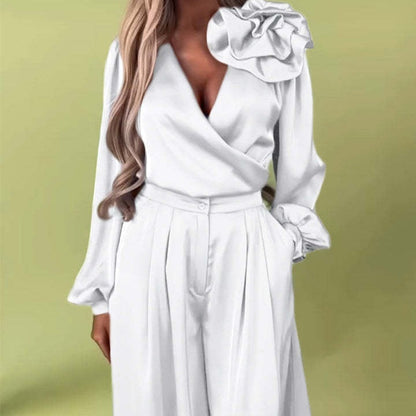 Luxus szett szatén inggel és bő nadrággal