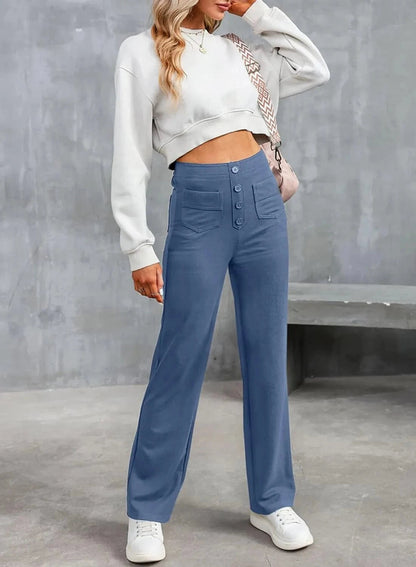 Magas derekú elasztikus szabadidőnadrág