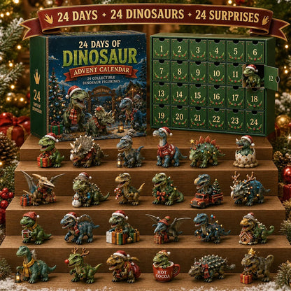 ✨24 Days of Dinosaur Christmas Advent Calendar – 24 Collectible Dino Figurines & Holiday Surprises