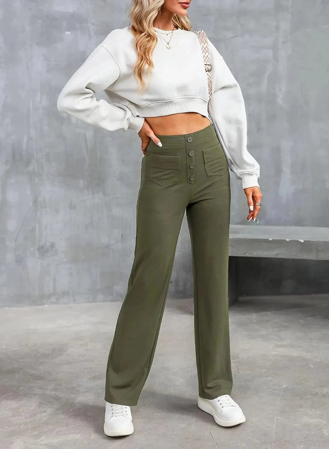 Magas derekú elasztikus szabadidőnadrág