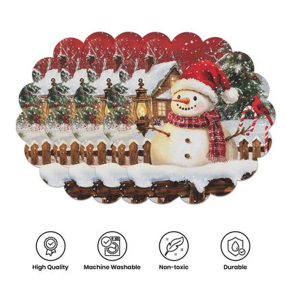 10 szt. Zimowe podkładki w kształcie poinsecji i szyszek sosnowych, podkładki na stół z antypoślizgowej tkaniny