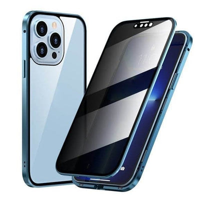 Mágneses iPhone tok tükröződésmentes üveggel és fémmel