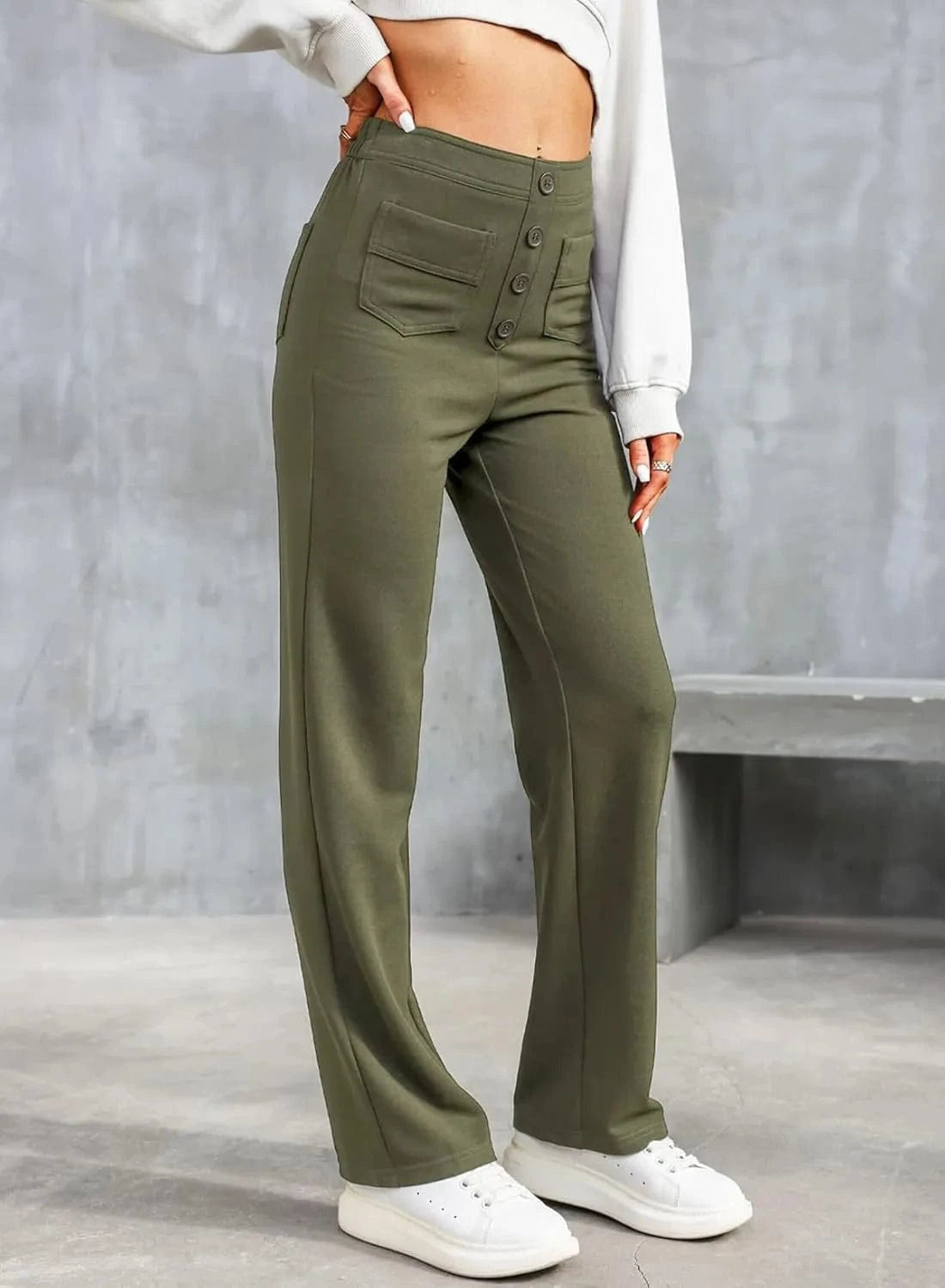 Magas derekú elasztikus szabadidőnadrág