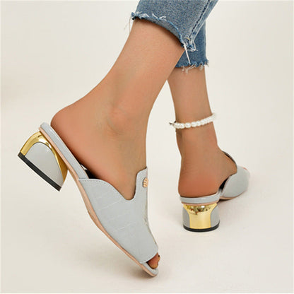 😍Utolsó nap 50% kedvezménnyel😍 - Divatos női ortopéd bőr szandál nyitott orrokkal és vastag sarokkal