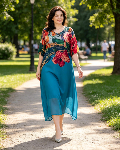 👗Elegáns virágmintás ruhák molett méretű nőknek