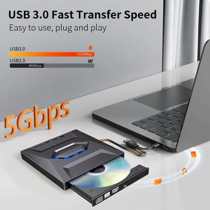 Retro laptop CD-DVD-lejátszó USB C 3.0 hordozható CD-író