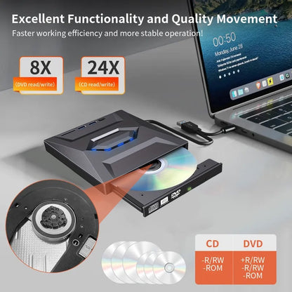 Retro laptop CD-DVD-lejátszó USB C 3.0 hordozható CD-író