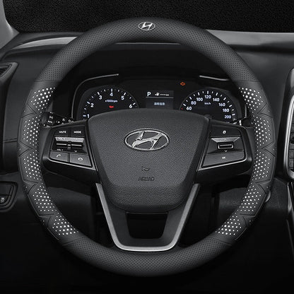 Ultravékony, légáteresztő, valódi bőr kormánykerékborítás csúszásgátló markolattal