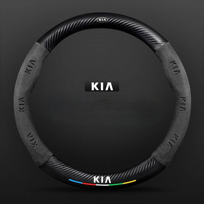 TrackVibe | Fekete karbon velúr kormánykerék borítás – Csúszásgátló és kopásálló