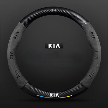 TrackVibe | Fekete karbon velúr kormánykerék borítás – Csúszásgátló és kopásálló