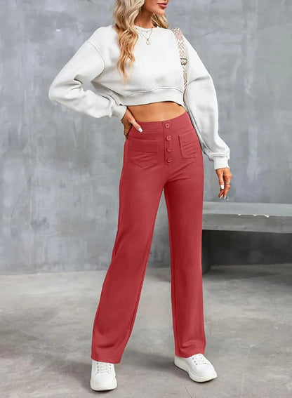 Magas derekú elasztikus szabadidőnadrág