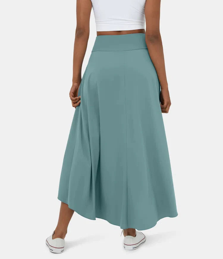 2 -ből 1 szoknya Gyors száraz, alkalmi midi, magas derékkal és alacsony fodorral