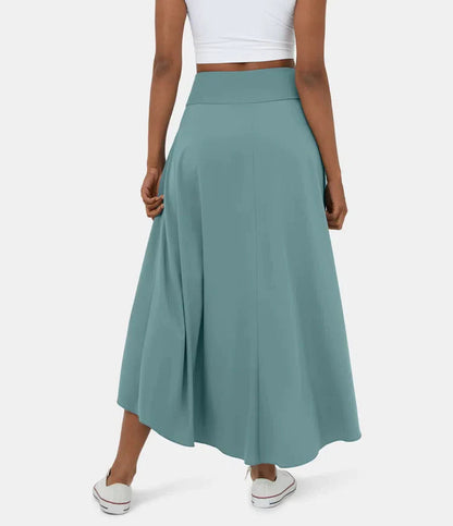 2 -ből 1 szoknya Gyors száraz, alkalmi midi, magas derékkal és alacsony fodorral