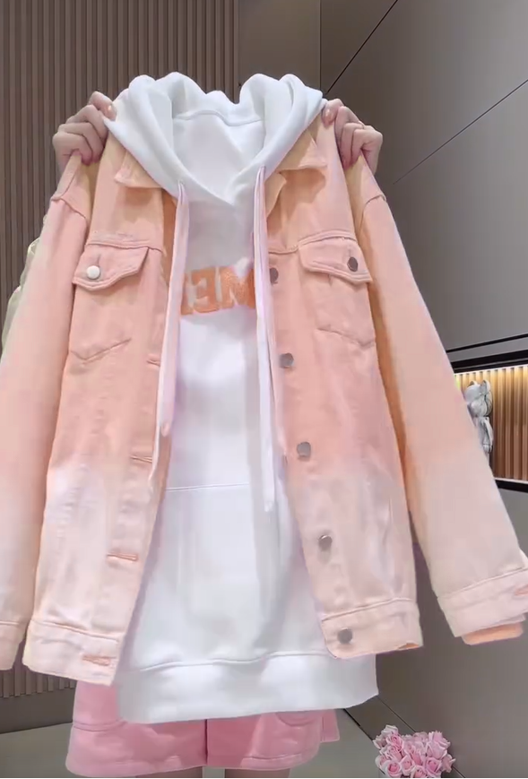 🎨Kényelmes női kapucnis Gradient farmerdzseki