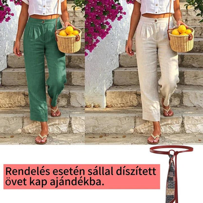 Abszolút must-have🔥👖 Könnyű, lenvászon keverékből készült nadrág – folyékony eséssel és klasszikus egyenes szárral, ideális munkához vagy hétvégére