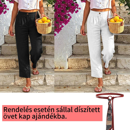 Abszolút must-have🔥👖 Könnyű, lenvászon keverékből készült nadrág – folyékony eséssel és klasszikus egyenes szárral, ideális munkához vagy hétvégére
