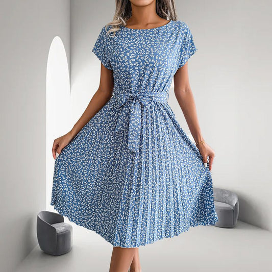 🎁2025-ös nyári kiárusítás🎁 Virágos, rövid ujjú, hajtogatott női ruha👗 (6 színben, zsebekkel)